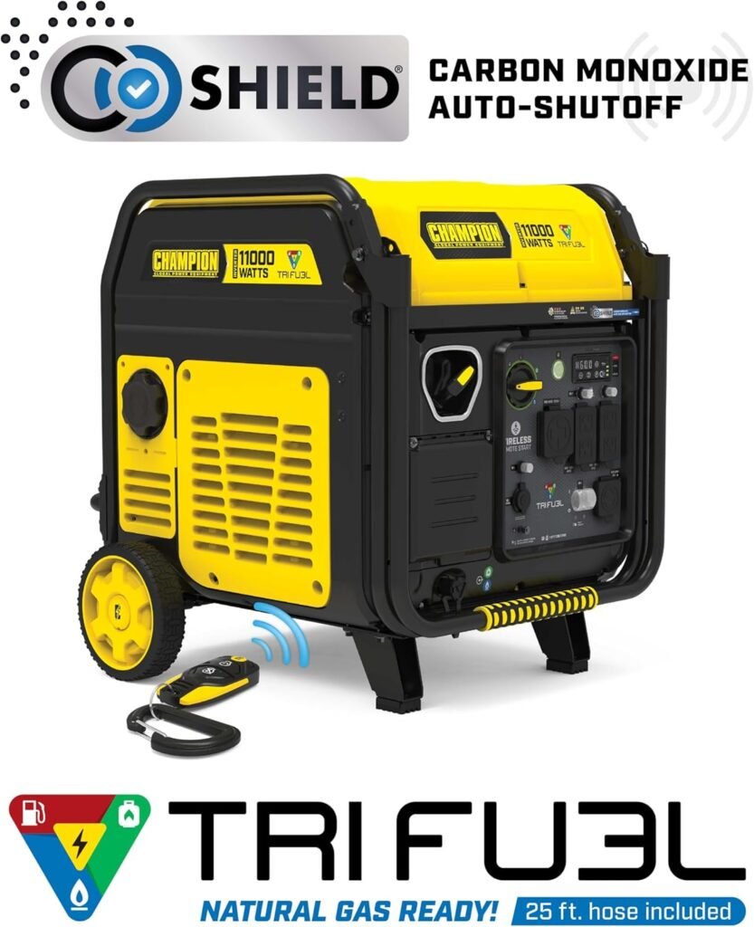 Champion Power Equipment 11,000-Watt Wireless Remote Start Tri Fuel Home Backup Portable Inverter Generator with Quiet Technology and CO Shield®