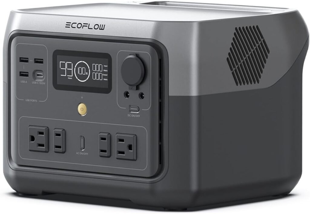 EF ECOFLOW Portable Power Station RIVER 2 Max, 512Wh LiFePO4 Battery/ 1 Hour Fast Charging, Up To 1000W Output Solar Generator (Solar Panel Optional) for Outdoor Camping/RVs/Home Use Black