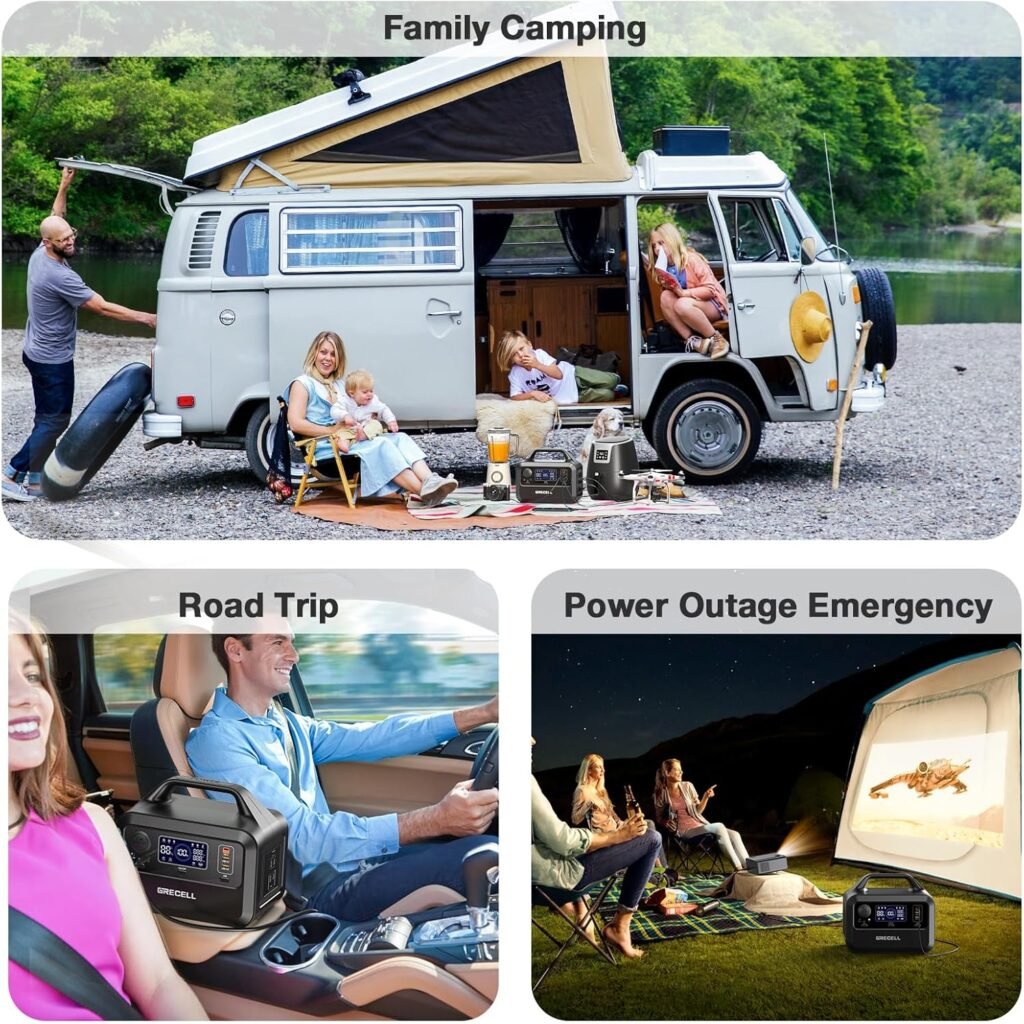 GRECELL Solar Generator with 40W Solar Panel Included,230Wh Portable Power Station 1.5hrs Fast Charging, (600W Surge) AC Outlets, LiFePO4 Battery Backup for Outdoor Camping, Trip, Power Outage