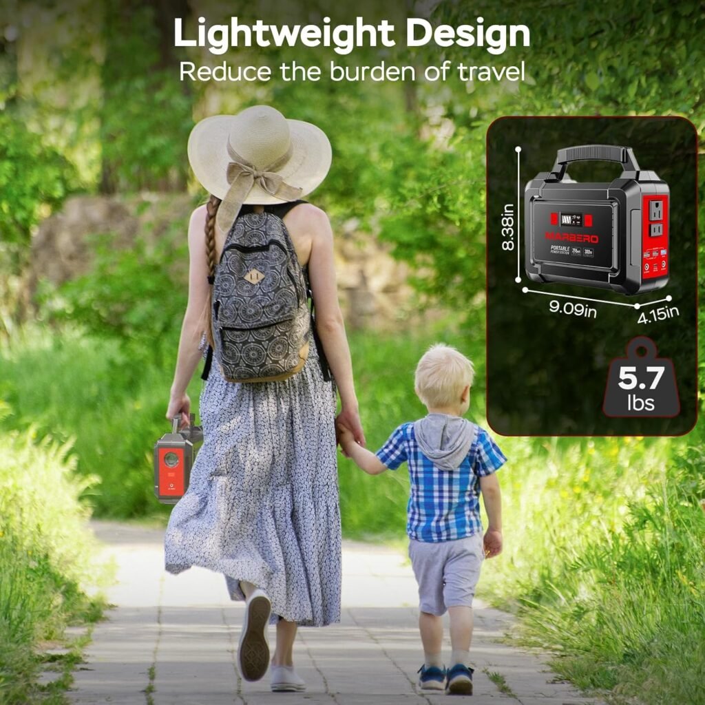 MARBERO Solar Generator 296Wh Portable Power Station with Solar Panel 60W Included Solar Power Bank with AC Outlets 300W Pure Sine Wave with Foldable Solar Panel Set for Camping Home Outdoor Emergency
