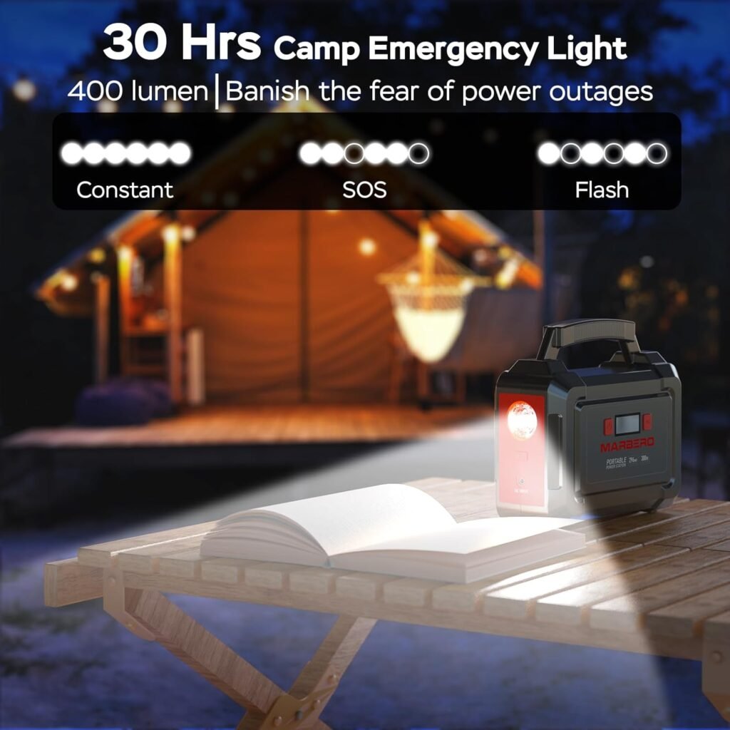 MARBERO Solar Generator 296Wh Portable Power Station with Solar Panel 60W Included Solar Power Bank with AC Outlets 300W Pure Sine Wave with Foldable Solar Panel Set for Camping Home Outdoor Emergency
