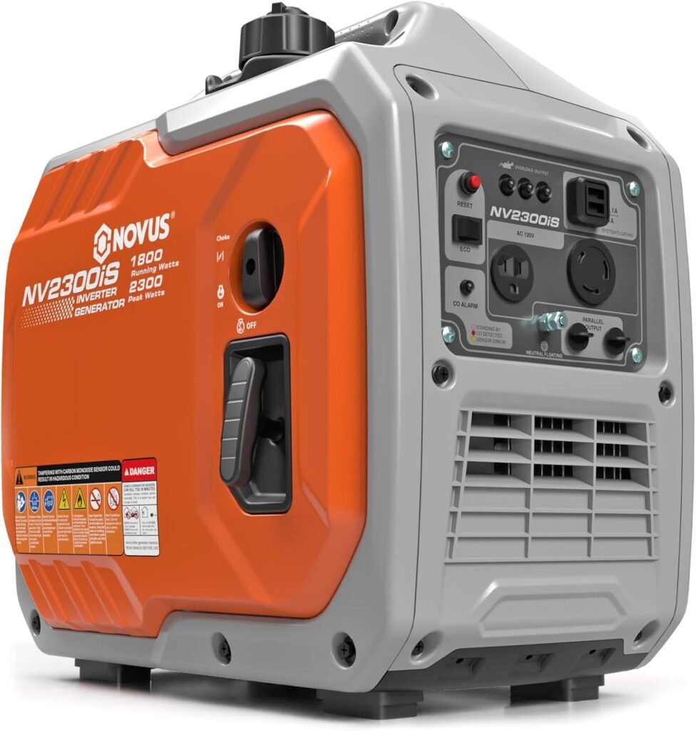 NOVUS 2300-Watt Portable Inverter Generator with CO Sensor, Gas Powered, RV Ready, Quiet and Lightweight for Home Backup, Outdoor Camping, Parallel Capable, EPA Compliant