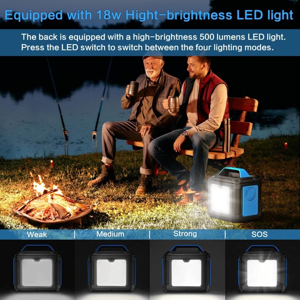 Portable Power Station, 300W 296Wh Generator with Quick Charge / 110V AC Outlets/DC Ports and LED Flashlight, Foldable Solar Panel 60W set for Home Outdoor Travel Camping Blackout