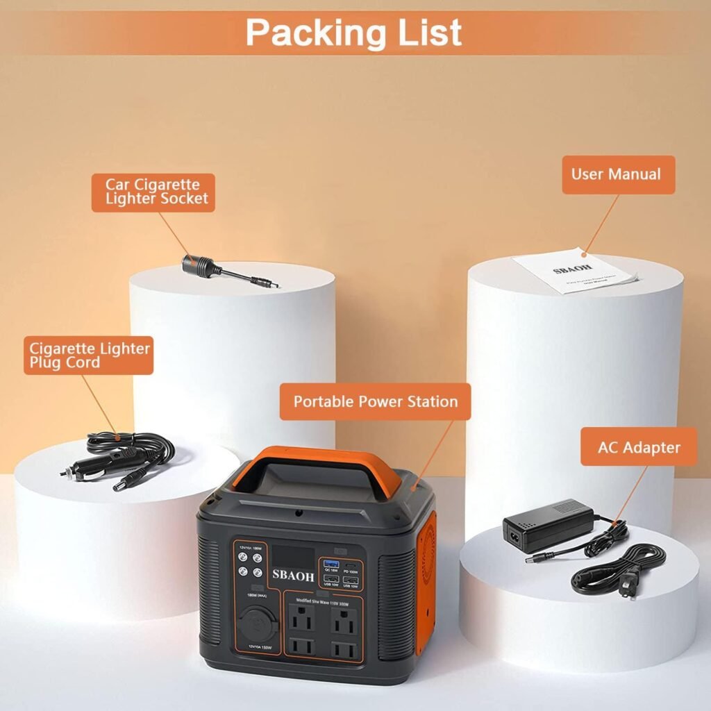 Portable Power Station, 300W 296Wh Generator with Quick Charge / 110V AC Outlets/DC Ports and LED Flashlight, Foldable Solar Panel 60W set for Home Outdoor Travel Camping Blackout