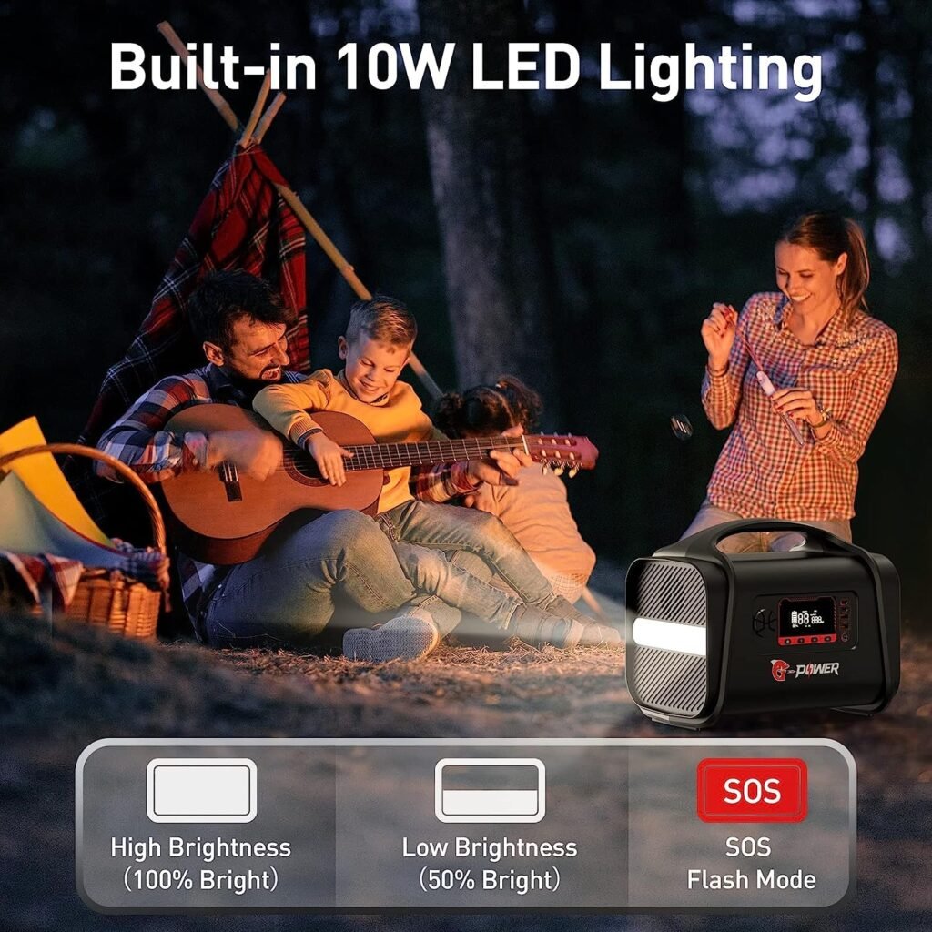 Portable Power Station, 556.8Wh Solar Generator w/ LifePO4 Battery, 1.5H Fast Charging, 1000W AC Outlets, PD 100W Type-C, LED Light, Backup Power Supply for Home Emergency, Outdoors Camping