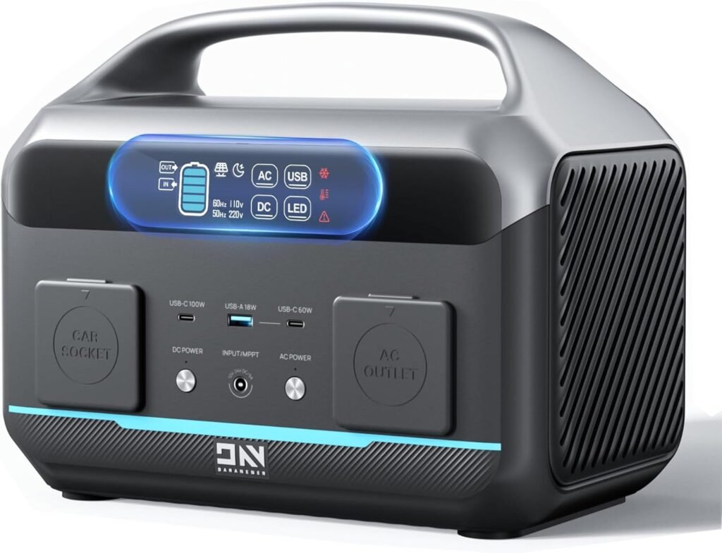 Portable Power Station 600W (1200W Surge), 576Wh (180,000mAh) Solar Generator, LFP Battery 1Hour Fast Charging, 100W USB-C Output, Power Bank for Home  Emergency Backup, RVs, CPAP (Solar Optional)