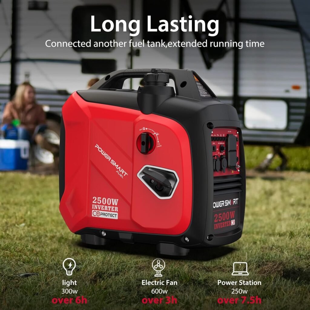 PowerSmart 2500-Watt Portable Inverter Generator with CO Protect, Quiet for Camping