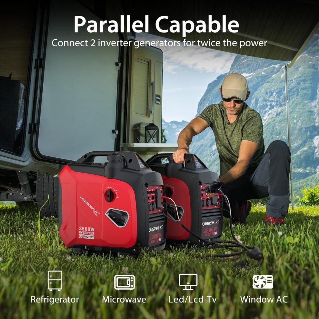 PowerSmart 2500-Watt Portable Inverter Generator with CO Protect, Quiet for Camping