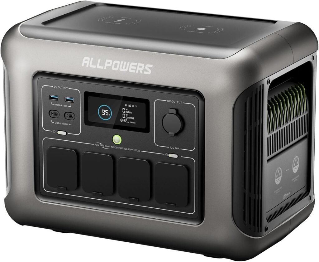 1800w Portable Power Station, 1152Wh Solar Generator, Peak 3000w, LiFePO4 Battery Backup for 11 Devices, 40 Minutes Fast Charge, for Outdoors Camping Travel Hunting Blackout