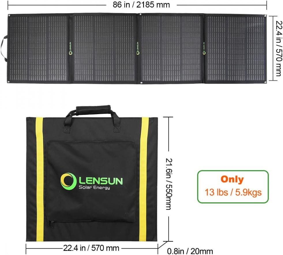 200W 12V Portable Solar Panel Blanket with Standard Connectors for Solar Generator Power Station, Lightweight Ultra-Thin only 5.2 kgs/11.4 lbs