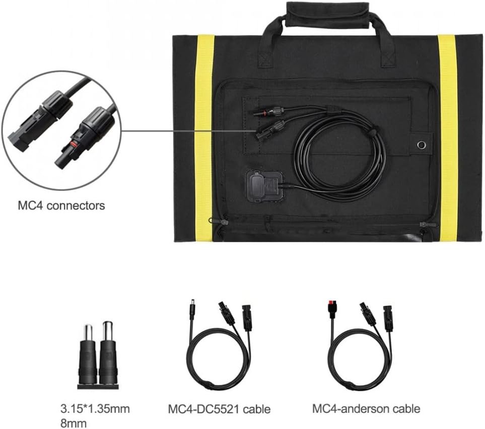 200W 12V Portable Solar Panel Blanket with Standard Connectors for Solar Generator Power Station, Lightweight Ultra-Thin only 5.2 kgs/11.4 lbs