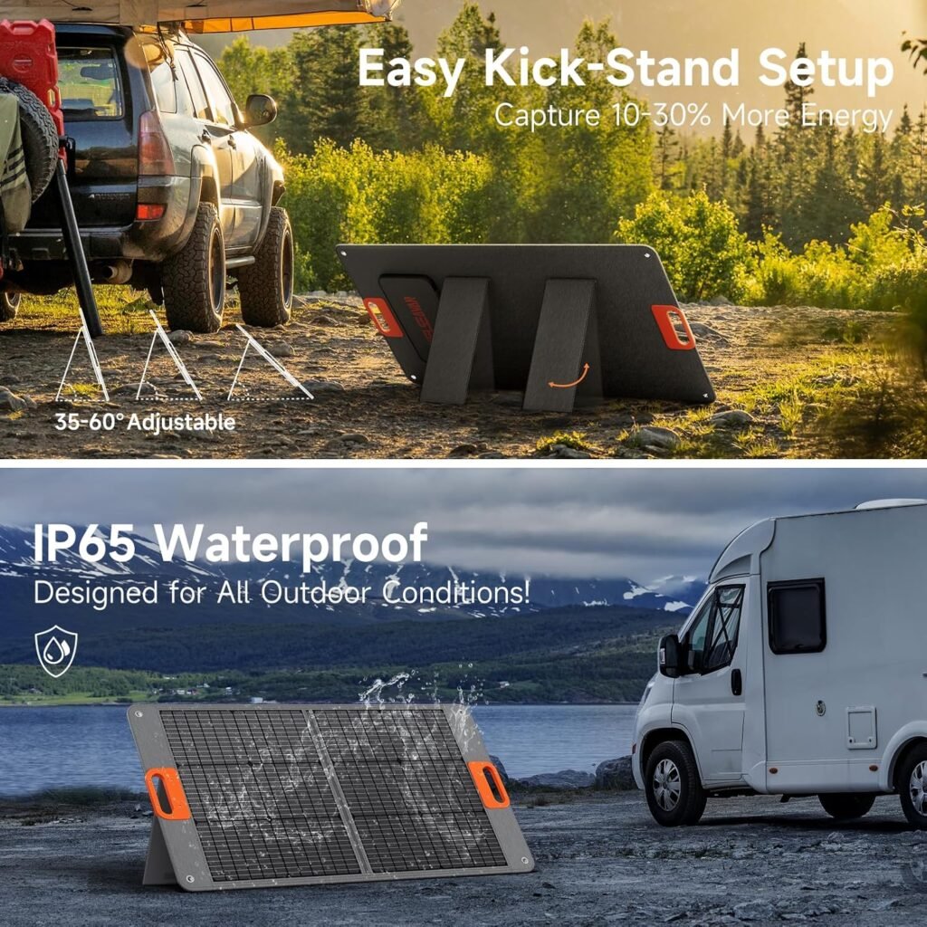 200W Portable Solar Panel for Power Station, 24% High Efficiency ETFE Foldable Solar Panel Charger, QC3.0, Type-C 60W, MC4 Output, IP65 Waterproof, for Outdoor Camping, RV, Emergency Power Supply
