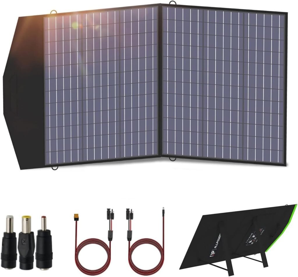 ALLPOWERS 100W Foldable Solar Panel Charger, IP66 Waterproof Portable for Solar Generators, Power Station, Camping, RV