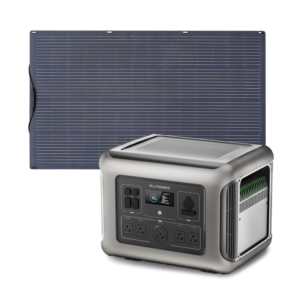 ALLPOWERS R2500 Portable Power Station with SF200 Flexible Solar Panel, 2500W 2016Wh LiFePO4 Solar Generator with 200W Panel Included, Solar Power with UPS Function, Fast Charging, 30A RV Port