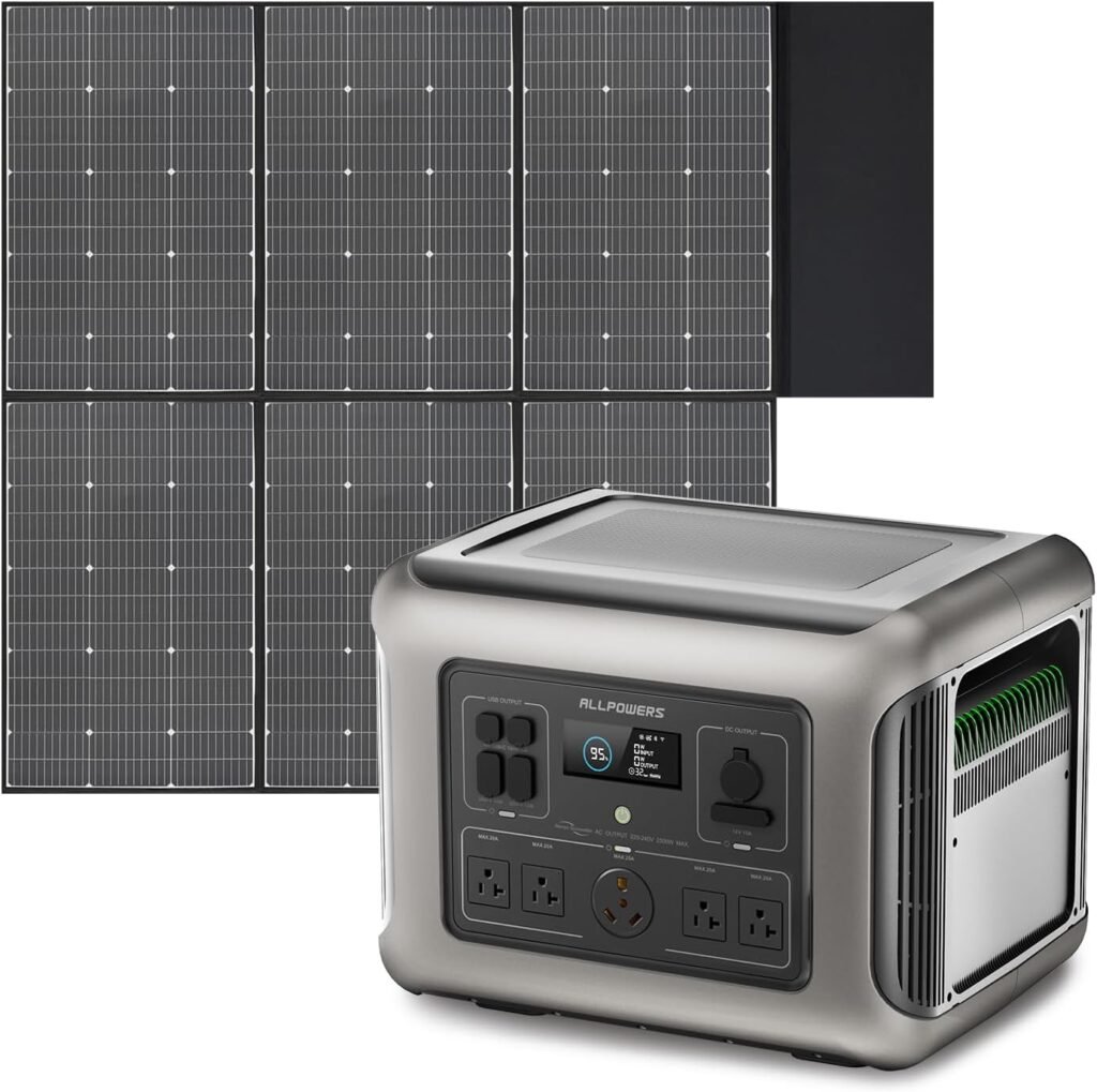 ALLPOWERS R2500 Portable Power Station with SP039 Solar Panel, 2500W 2016Wh LiFePO4 Solar Generator with 600W Monocrystalline Panel Included, Solar Power with UPS Function, Fast Charging, 30A RV Port