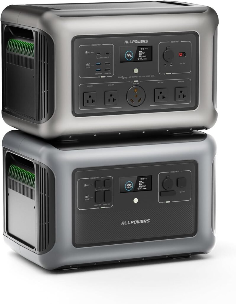 ALLPOWERS R3500 + B3000 Expandable Portable Home Battery, 3200W 6336Wh LiFePO4 Portable Power Station Bundle, 5 AC with 30A RV Outlets, UPS Solar Generator for Outdoor Camping, RV, Home Backup
