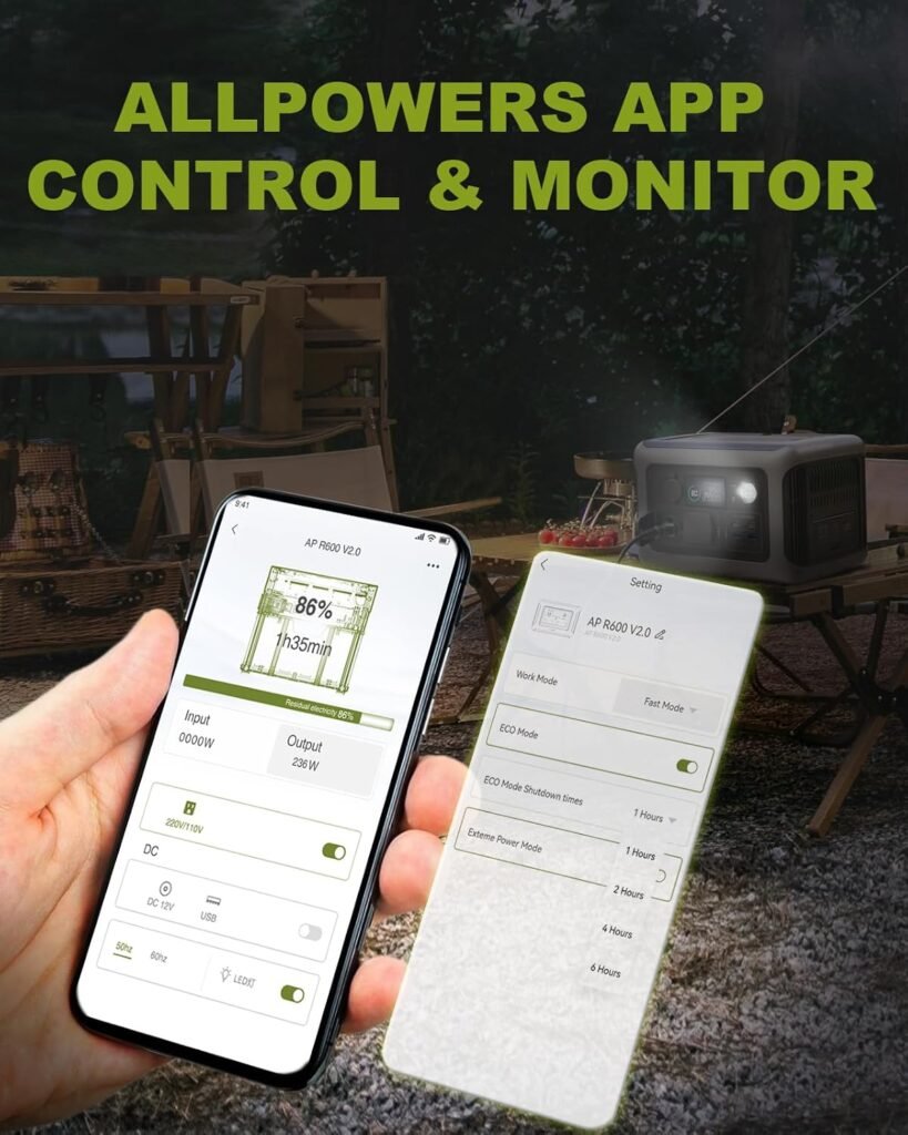 ALLPOWERS R600 Solar Generator with SP033 solar panel included, 600W 299Wh LiFePO4 Portable Power Station with 200W Solar Charger, UPS Battery Backup, MPPT Solar Power for Camping RVs Home