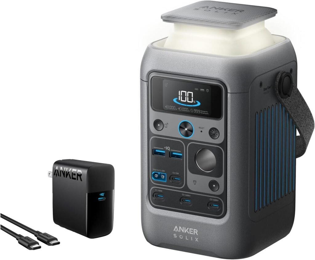 Anker SOLIX C300 DC Power Bank Station, Outdoor 288Wh, Portable Power Station, LiFePO4 Battery, 300W Solar Generator, for Camping, Traveling, and Emergencies