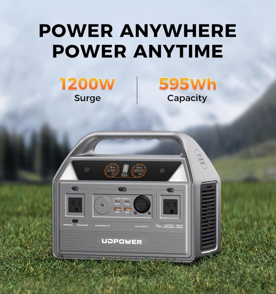 C600 595Wh Portable Power Station(Solar Panel Option) | 600W (1200W Surge) Pure Sine Wave AC + Max 240W Solar Input | LiFePO4 Battery for CPAP, RV, Emergencies (One Unit(C600 Brown))