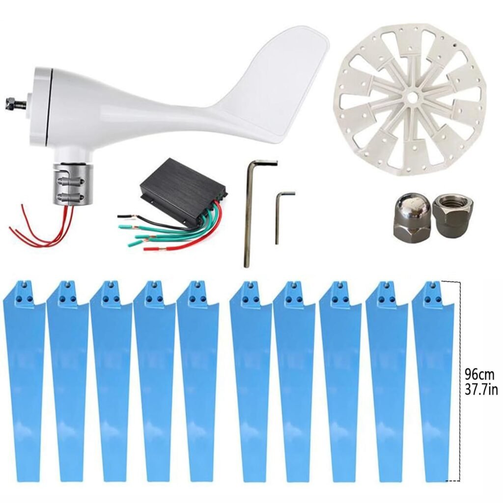 ERICAT No Noise Vertical Wind Turbine Generator, with Waterproof Controller Wind Power Generator, 8 Blades for Home Windmill Generator, for Power Supplementation (Size : 48v)