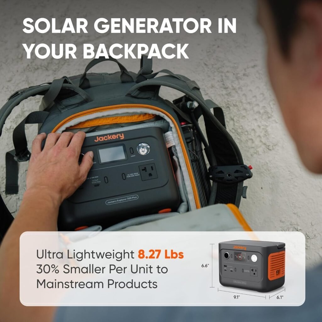 Jackery Solar Generator 300 Plus Portable Power Station with 1X SolarSaga 100W Solar Panel, 288Wh Backup LiFePO4 Battery, 300W AC Outlet for RV, Outdoors, Camping, Traveling, and Emergencies