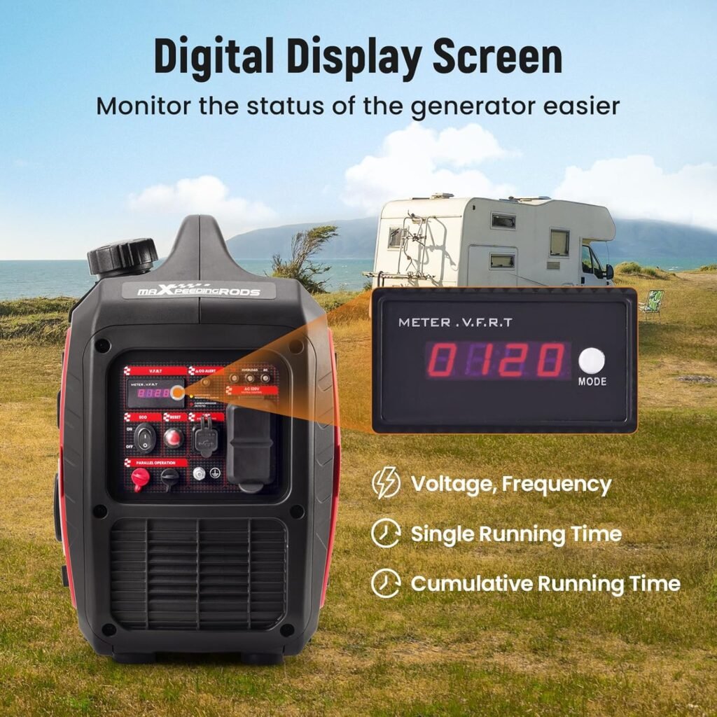 maXpeedingrods 2850 Watt Portable Inverter Generator,Gas Powered, EPA Compliant with CO Alarm for Outdoor Camping RV Ready