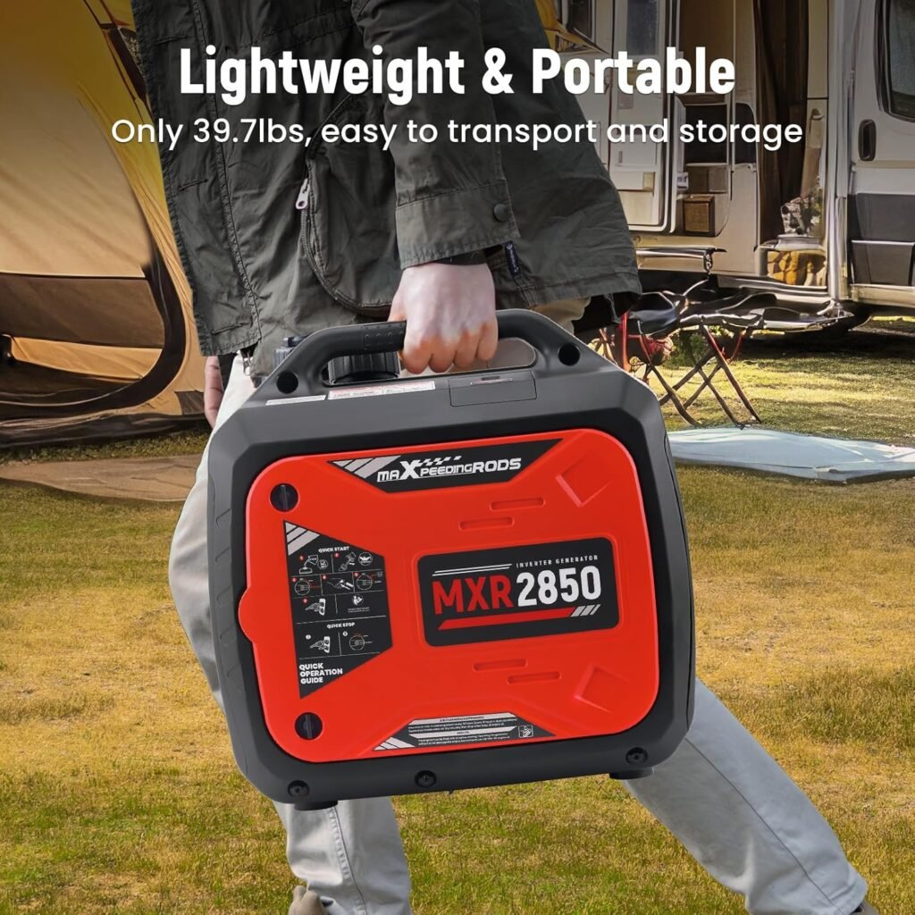 maXpeedingrods 2850 Watt Portable Inverter Generator,Gas Powered, EPA Compliant with CO Alarm for Outdoor Camping RV Ready