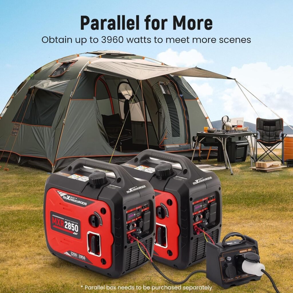maXpeedingrods 2850 Watt Portable Inverter Generator,Gas Powered, EPA Compliant with CO Alarm for Outdoor Camping RV Ready