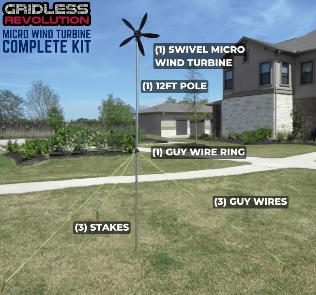 Micro Wind Turbine Portable Generator, for Beach, Camping, Tailgating, Backpacking, Easy to Setup, Made in USA Stationary