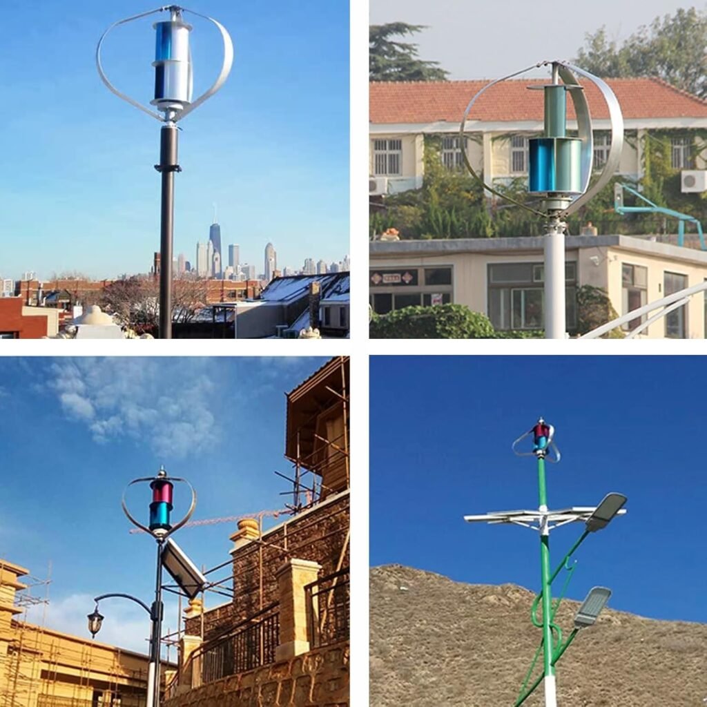 No Noise Vertical Axis Wind Power Generator, Low Wind Speed Starting Wind Turbine Generator Kit, with Controller, for Marine/Household/Hybrid Solar Wind Power System ( Color : Red and blue24v , Size :