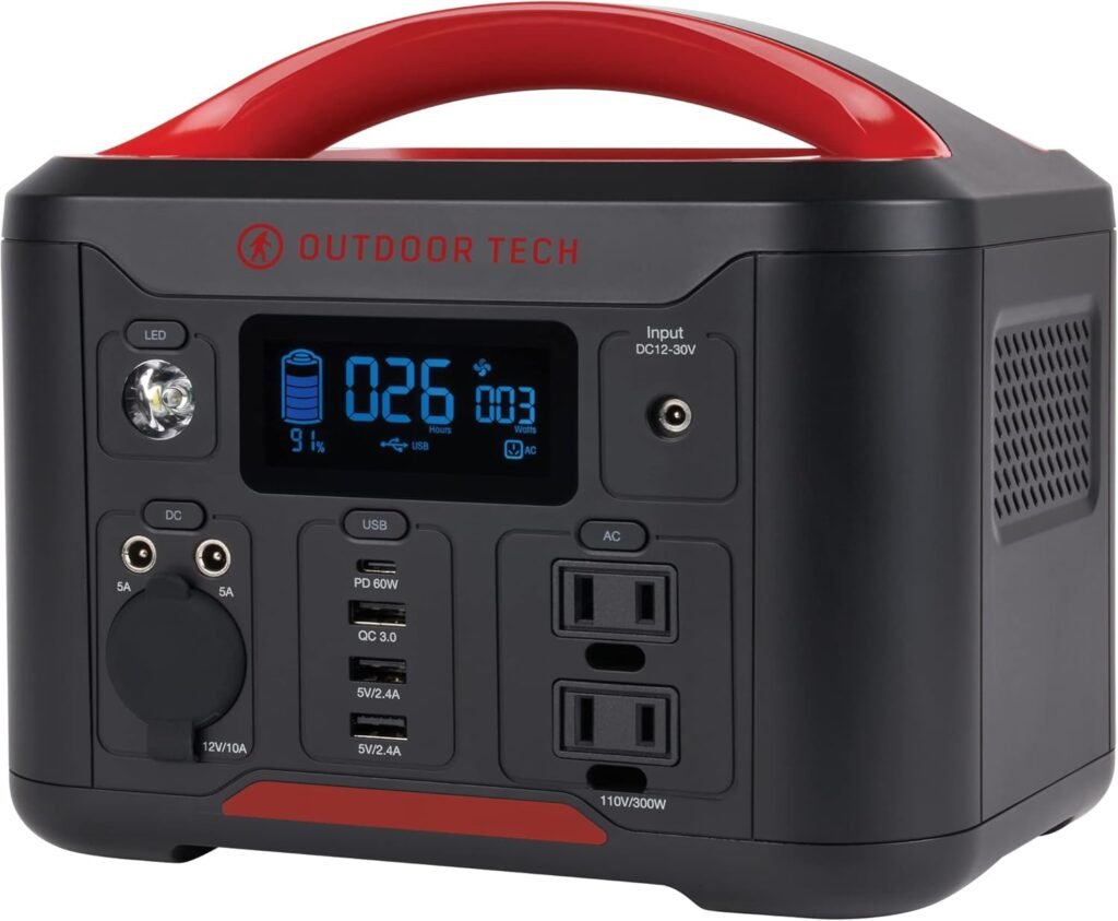 Outdoor Tech - Grizzly Portable Power Station Generator for Camping, RV, Home - 300W Charger Power Bank with 22500mAH Rechargeable Battery - USB C Port 60W PD