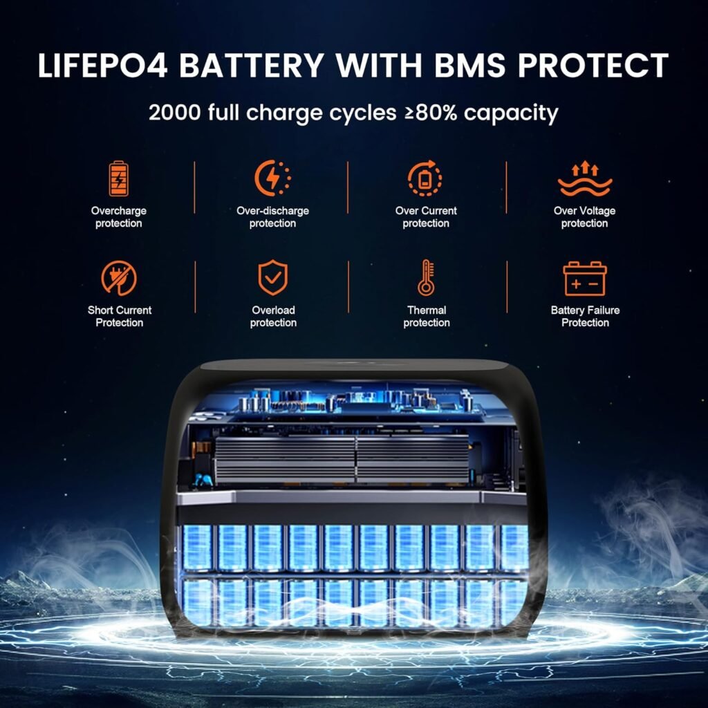 Portable Power Station 345Wh LiFePO4 Battery - Solar Generator with 500W AC Output for Home Use Camping Travel RVs Emergencies
