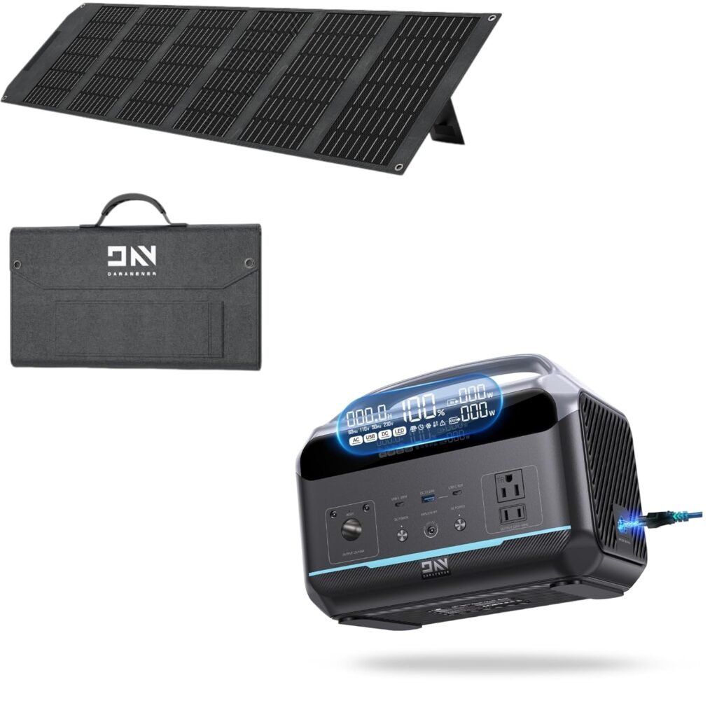 Portable Power Station 90,000mAh with 100W Solar Panel, LiFePO4 Battery Backup w/2 Up to 1200W AC Outlets, 1.7H Fast Charging Solar Generator for Camping, RV Travel, Home Emergencies