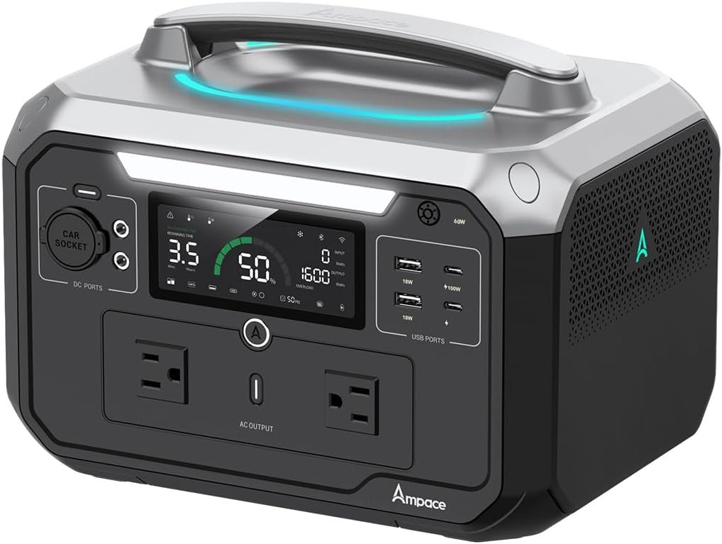 Portable Power Station Andes 600 Pro, 600W (Peak 1800W) Solar Generator, 0-80% in 1 Hr, 584Wh Hybrid LiFePO4 Battery for Outdoor Camping, RVs, Home Use (Solar Panel Optional)