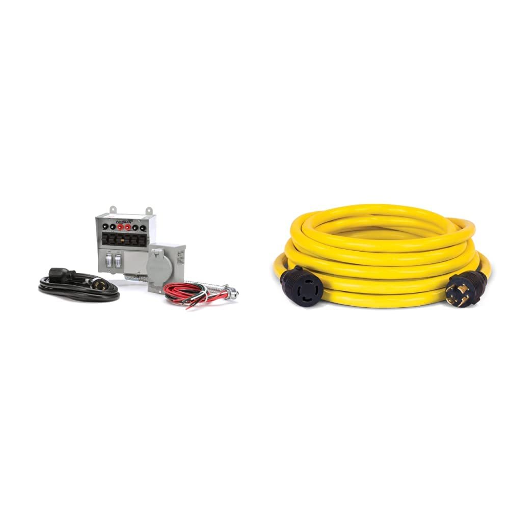 Reliance Controls Corporation 31406CRK 30 Amp 6-Circuit Pro/Tran Transfer Switch Kit,Gray  Champion 25-Foot 30-Amp 250-Volt Generator Power Cord for Manual Transfer Switch (L14-30P to L14-30R)