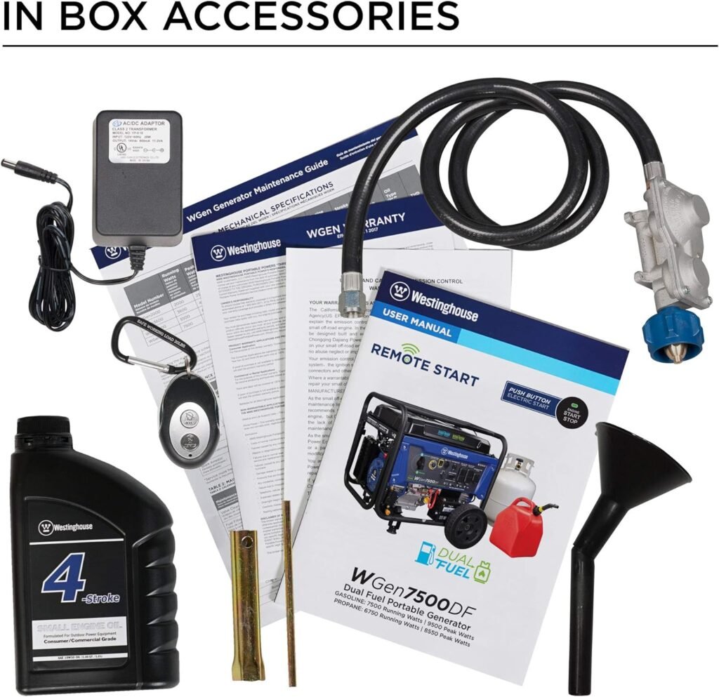 Westinghouse 9500 Peak Watt Dual Fuel Home Backup Portable Generator, Electric Start, Transfer Switch Ready, Gas  Propane Powered, CO Sensor