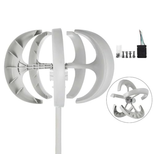 Wind Turbines，WIind Turbine Generator Kit, 400W 600W 800W 1000W 1200W DC 12V 24V Lantern Wind Turbine Vertical Wind Generator Kit Electricity Producer Equipment Home Power Energy Kit, White,