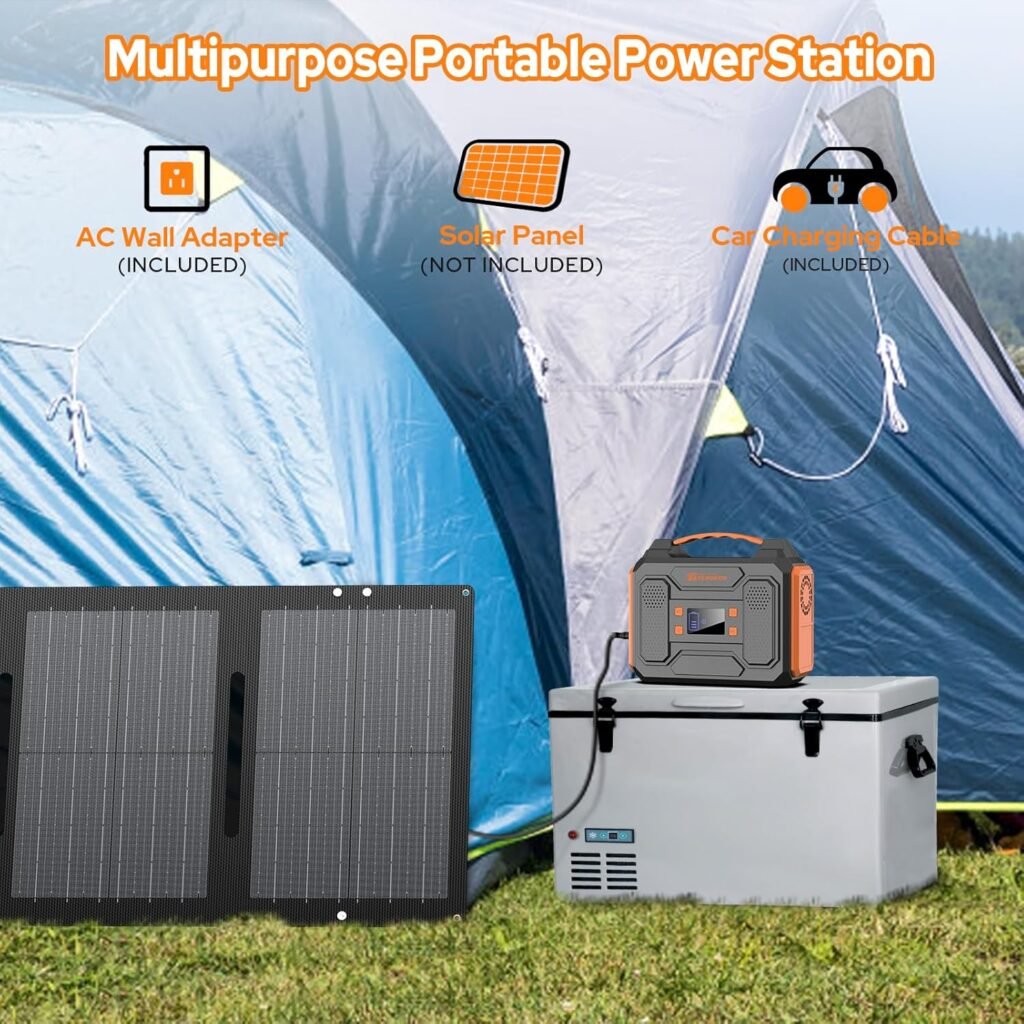 ZeroKor Portable Solar Generator 300W, Portable Power Bank 65W with 40W Panel Included with DC AC Outlet for Home Use, RV, Outdoor Camping Adventure