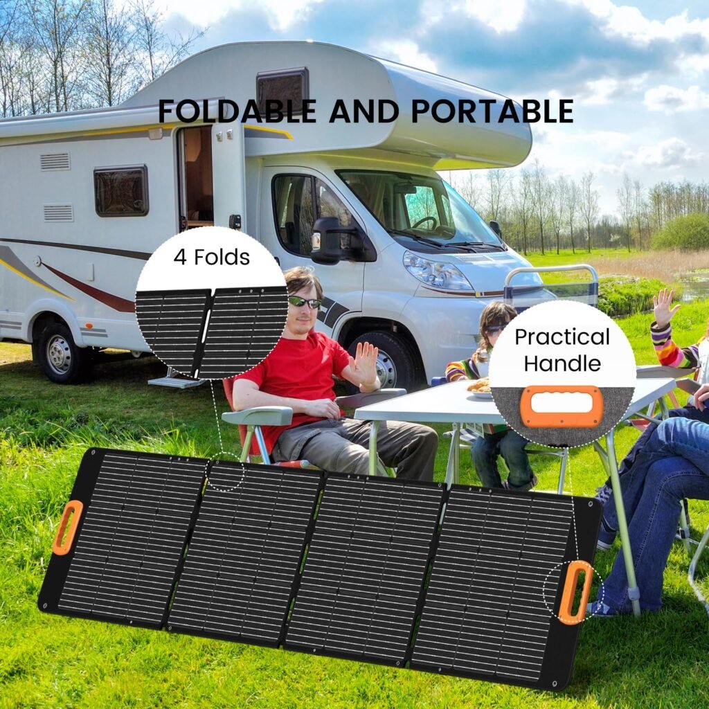 200 Watt Portable Solar Panel for Power Station, Waterproof Foldable Solar Cell Solar Charger for RV, Camping, Off Grid Living
