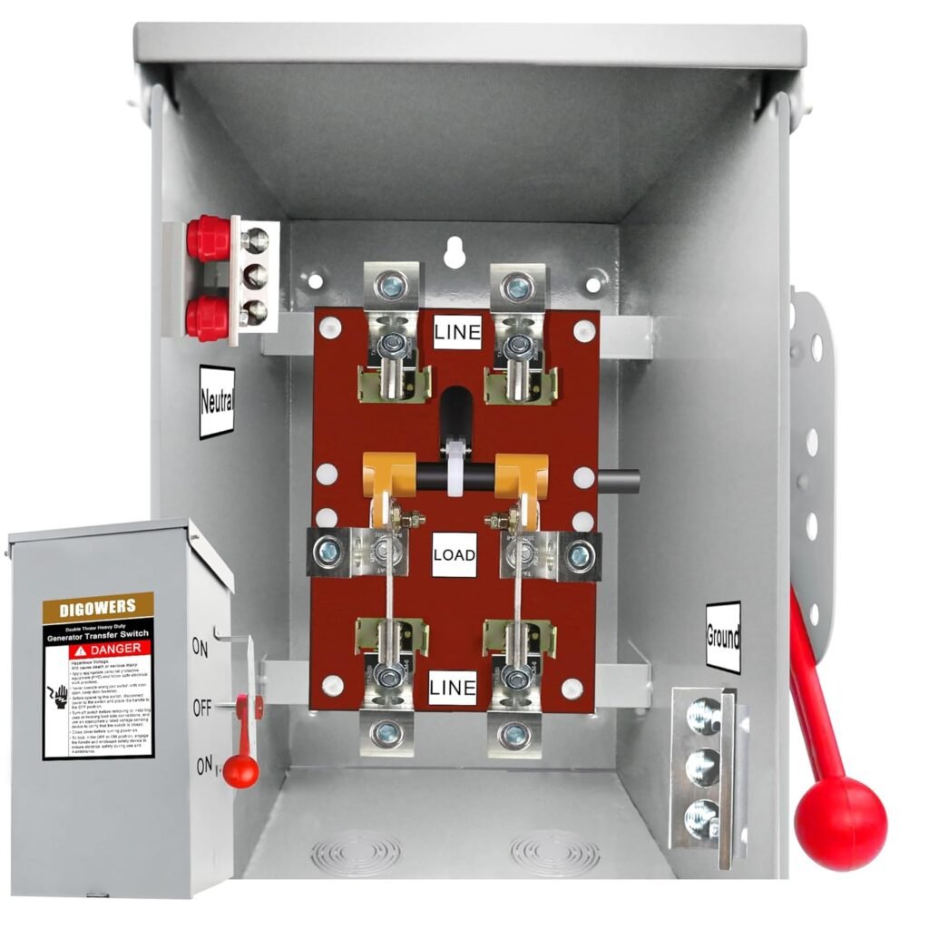 2P/3P 200 Amp Generator Transfer Switch,Manual Transfer Switch,Upgraded 48000W General-Duty Double-Throw Heavy Duty Safety Switch,120/240-Volt Transfer Switch for Generator (200A-2P)