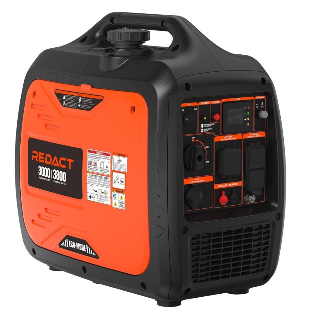 3800W Portable Inverter Generator for Home Use, Camping, RV Ready, Clean Power for CPAP and Outages, 66dB Quiet, Parallel Ready, CO Safety, EPA-Certified, Gas Powered
