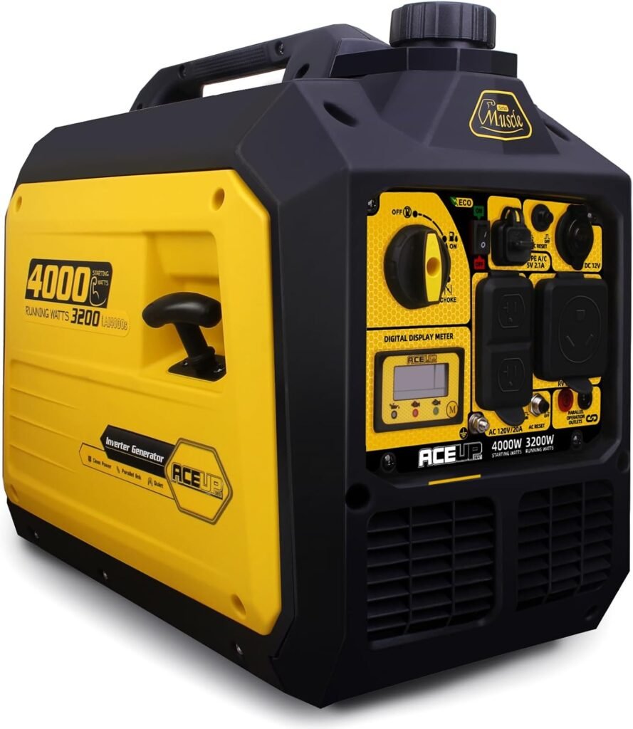 4000 Watt Portable Inverter Gas Generator with Power Plug Adapter