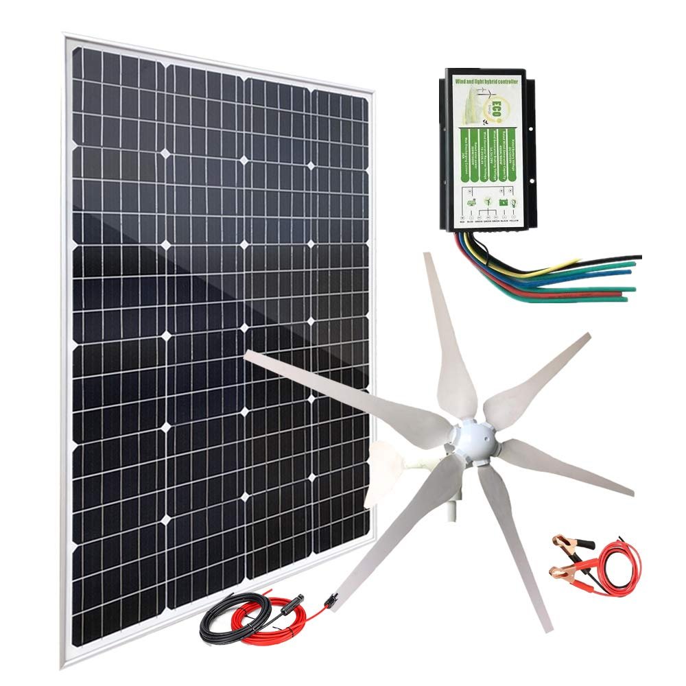 400W Wind Turbine Generator + 120W Monocrystalline Solar Panel + Hybrid Charge Controller (520W Solar Wind Power Kit)