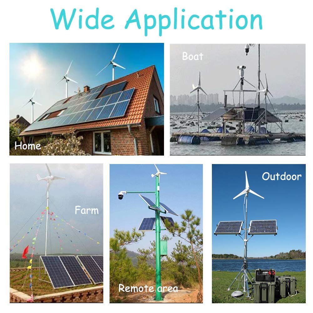 520W 12V Wind Solar Power Kit for Battery Charge: 1x 120W Monocrystalline Solar Panel + 400W Wind Turbine Generator + Charge Controller + Cable