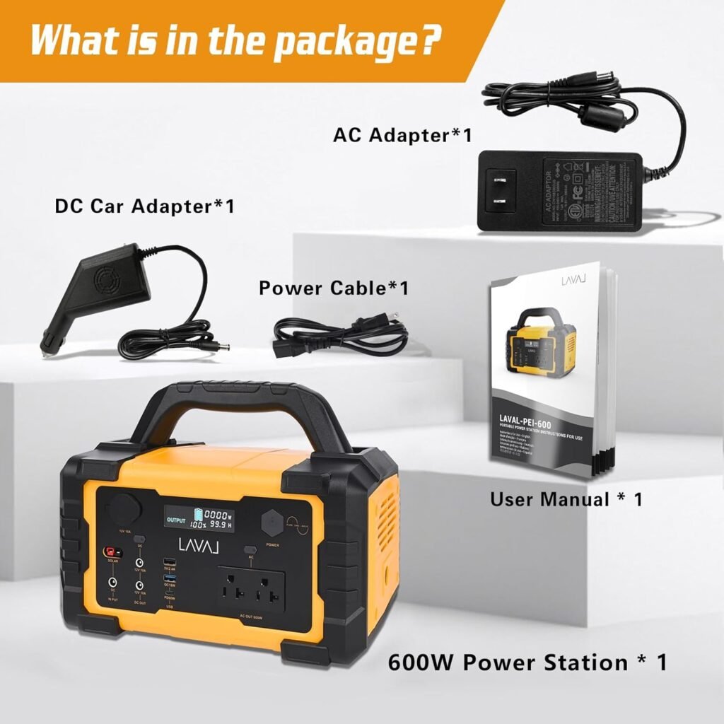 600W Portable Power Station, 647Wh Backup Lithium Battery, 120V/600W AC Outlet, Solar Generator for Home, RV, Outdoor, Camping and Emergencies Use