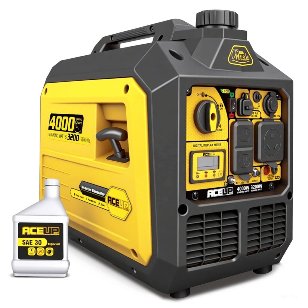 Aceup Energy 4000 Watt Portable Inverter Generator, Gas Powered Generator Quiet for Home, RV-Ready, EPA Compliant