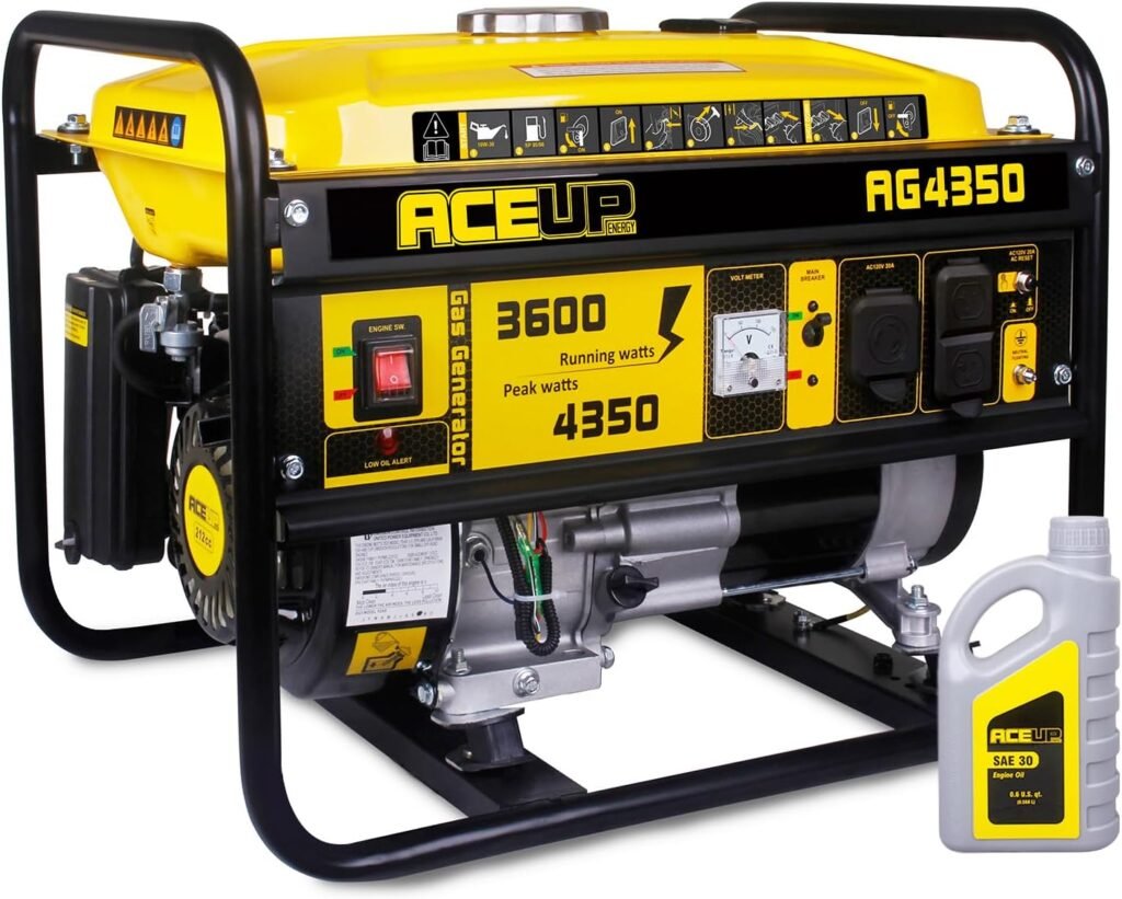 Aceup Energy Portable Generator 4350 Watt Gas Powered Equipment for Home Use, 30A Outlet, CARB Compliant