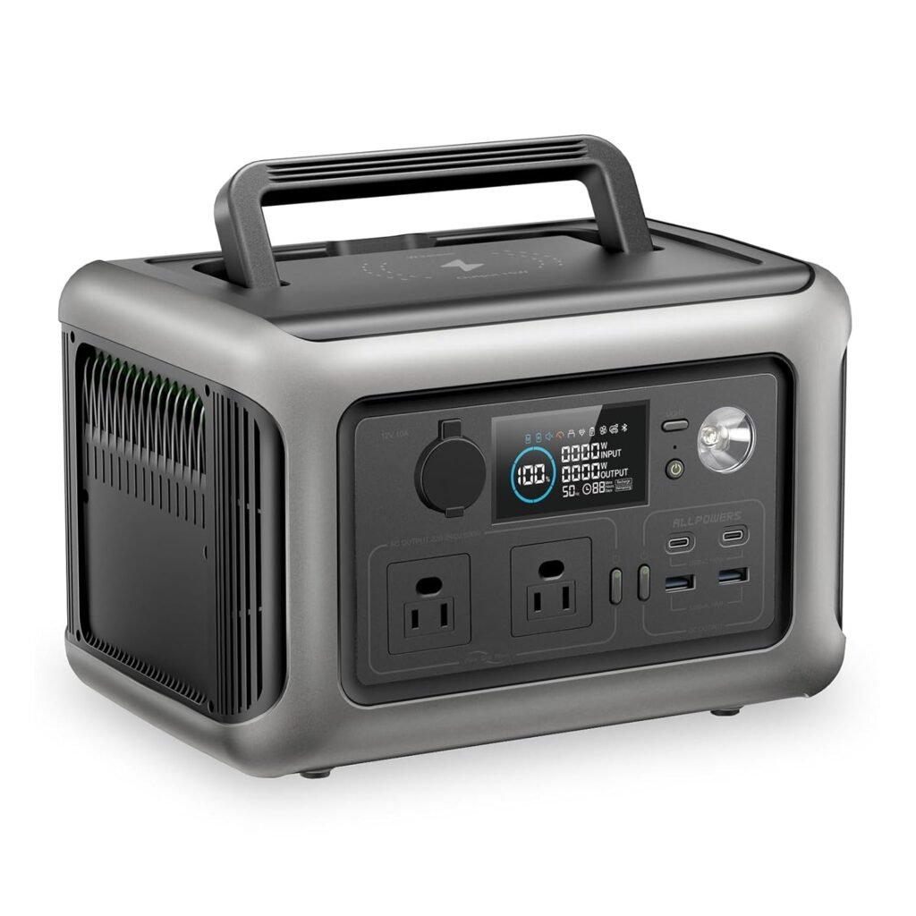 ALLPOWERS Beige Portable Power Station 600W with 100W Solar Panel SP027