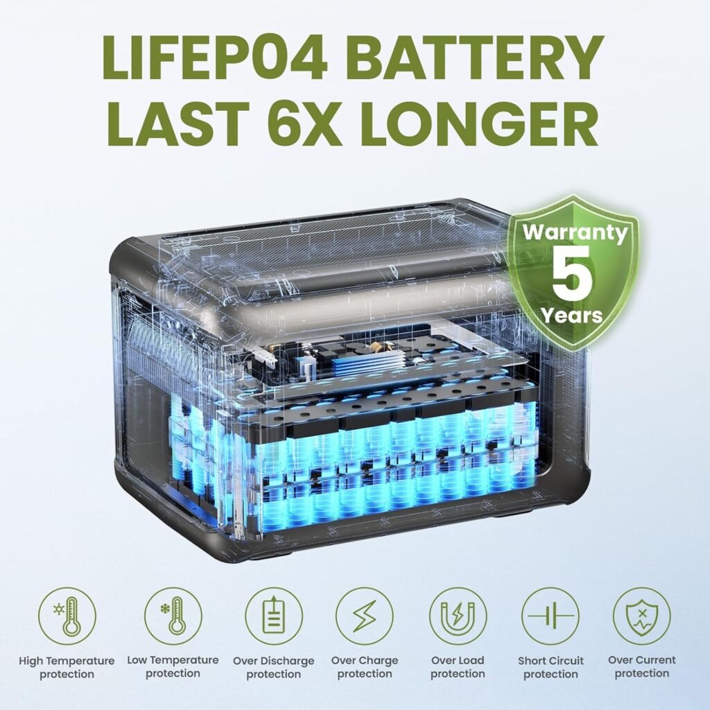 ALLPOWERS R3500 Portable Power Station with SP033 Solar Panel Included, 3200W 3168Wh LiFePO4 Portable Home Battery with 200W Solar Panel Charger, UPS Solar Generator for Camping, RV, Home Backup