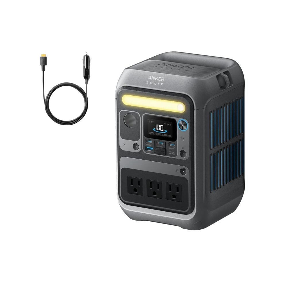 Anker SOLIX C300 Portable Power Station with Car Charging Cable, Outdoor 288Wh LiFePO4 Battery, 300W (600W Surge) Solar Generator, 140W Two-Way Fast Charging, for Camping, Traveling, and Emergencies.